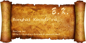 Bonyhai Kocsárd névjegykártya